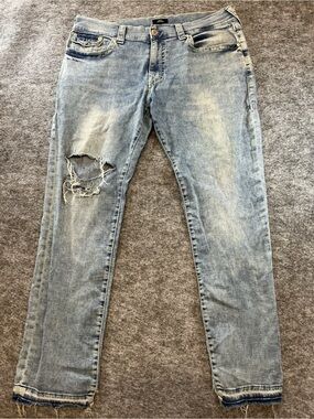 True Religion Men’s Ricky Light Wash Distressed Men’s Jeans Size 40
